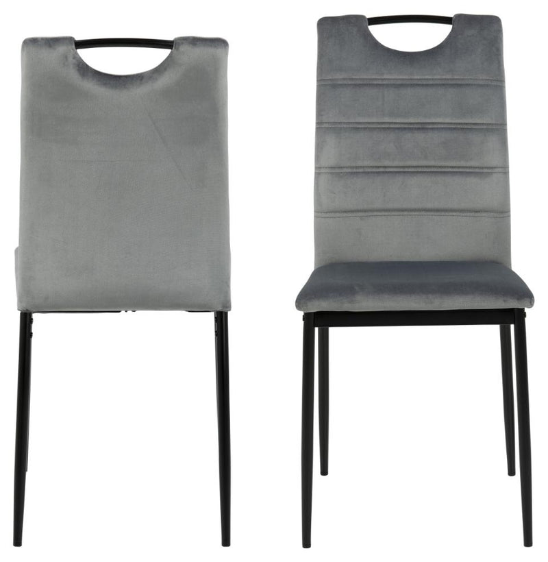 Set 4 scaune tapitate cu stofa si picioare metalice Dia Velvet Gri inchis / Negru, l43,5xA53xH91,5 cm (1)