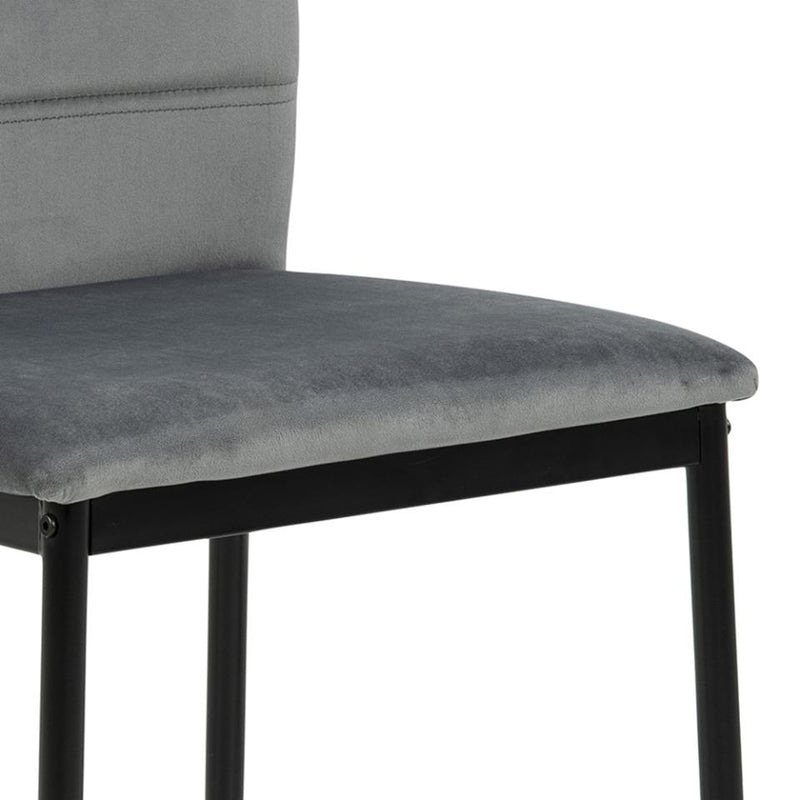 Set 4 scaune tapitate cu stofa si picioare metalice Dia Velvet Gri inchis / Negru, l43,5xA53xH91,5 cm (3)