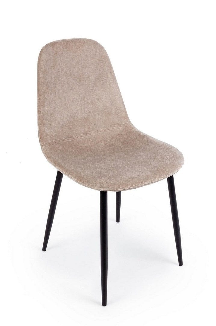 Set 4 scaune tapitate cu stofa si picioare metalice Irelia Velvet Grej / Negru, l52,5xA42,5xH90 cm (2)