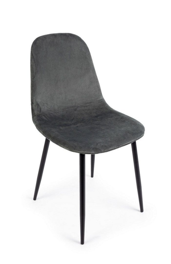 Set 4 scaune tapitate cu stofa si picioare metalice Irelia Velvet Gri Inchis / Negru, l52,5xA42,5xH90 cm (3)