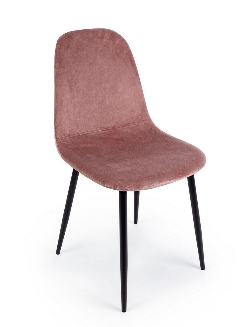 Set 4 scaune tapitate cu stofa si picioare metalice Irelia Velvet Roz / Negru, l52,5xA42,5xH90 cm (2)