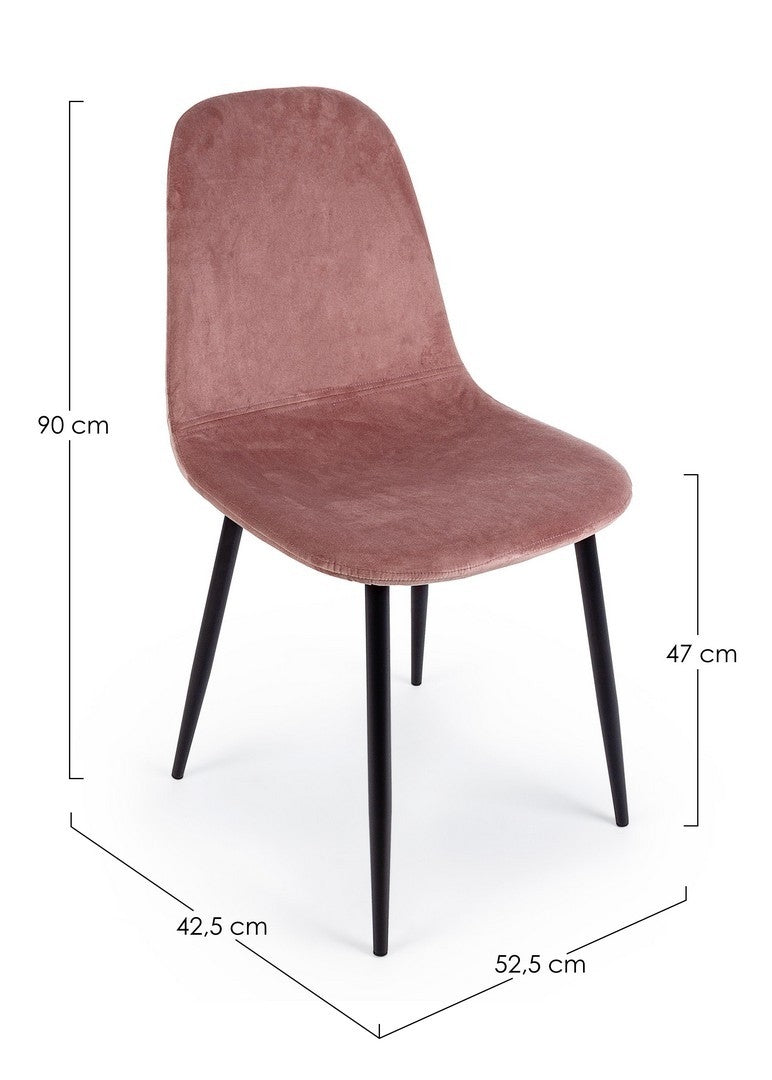 Set 4 scaune tapitate cu stofa si picioare metalice Irelia Velvet Roz / Negru, l52,5xA42,5xH90 cm (4)