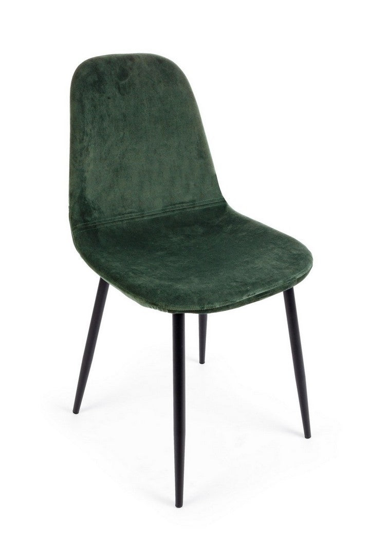 Set 4 scaune tapitate cu stofa si picioare metalice Irelia Velvet Verde Inchis / Negru, l52,5xA42,5xH90 cm (3)