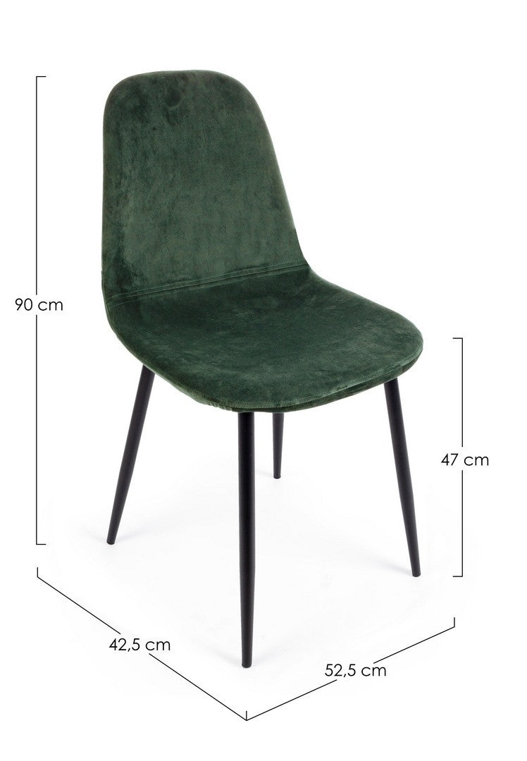 Set 4 scaune tapitate cu stofa si picioare metalice Irelia Velvet Verde Inchis / Negru, l52,5xA42,5xH90 cm (5)