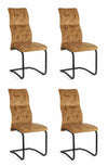 Set 4 scaune tapitate cu stofa si picioare metalice, Thelma Velvet Mustariu / Negru, l43,5xA62xH102 cm