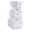 Set 5 cutii decorative pentru depozitare, din carton, Label Alb, L40xl29xH17 cm