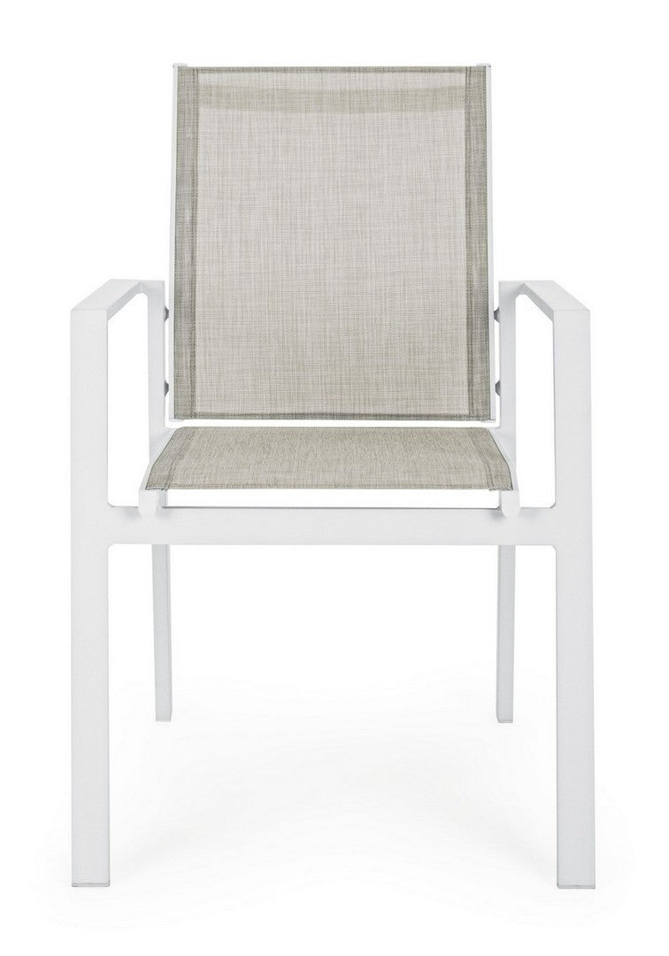 Set 6 scaune de gradina / terasa din metal si material textil Crozet Gri / Alb, l56,5xA62xH88 cm (5)