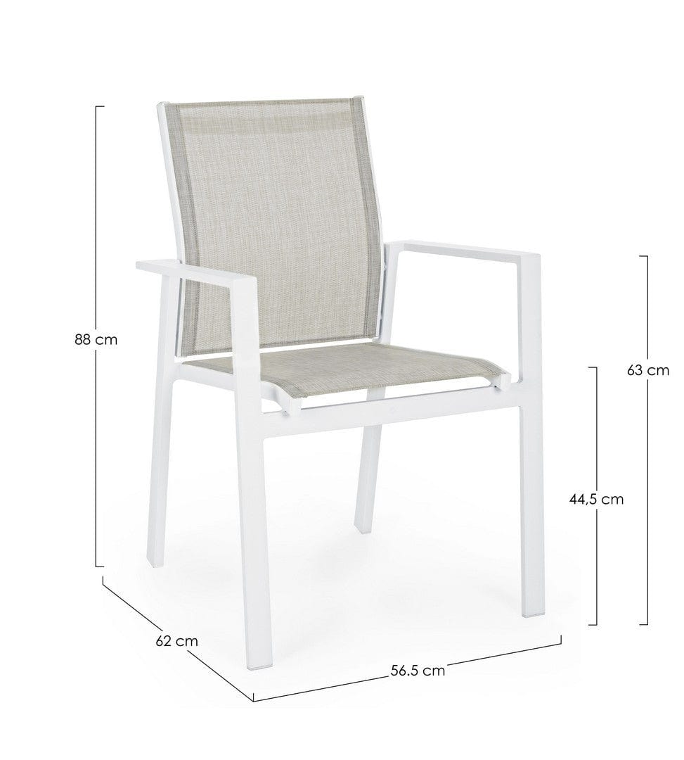 Set 6 scaune de gradina / terasa din metal si material textil Crozet Gri / Alb, l56,5xA62xH88 cm (11)
