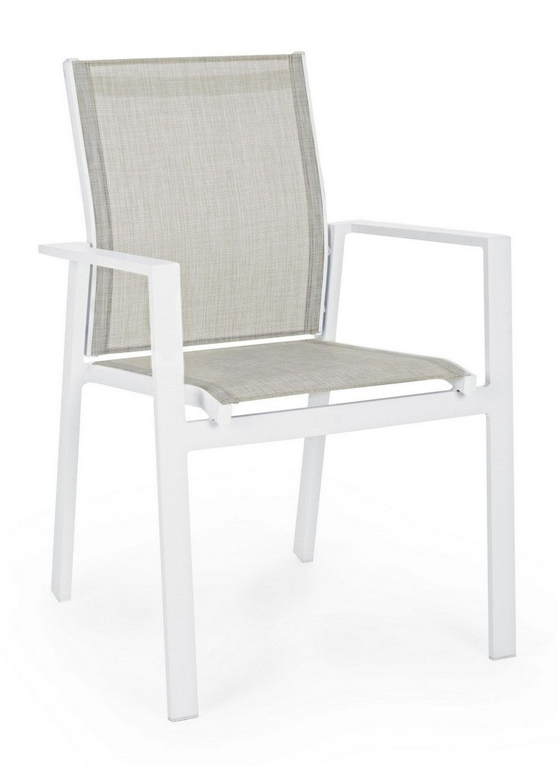 Set 6 scaune de gradina / terasa din metal si material textil Crozet Gri / Alb, l56,5xA62xH88 cm (4)