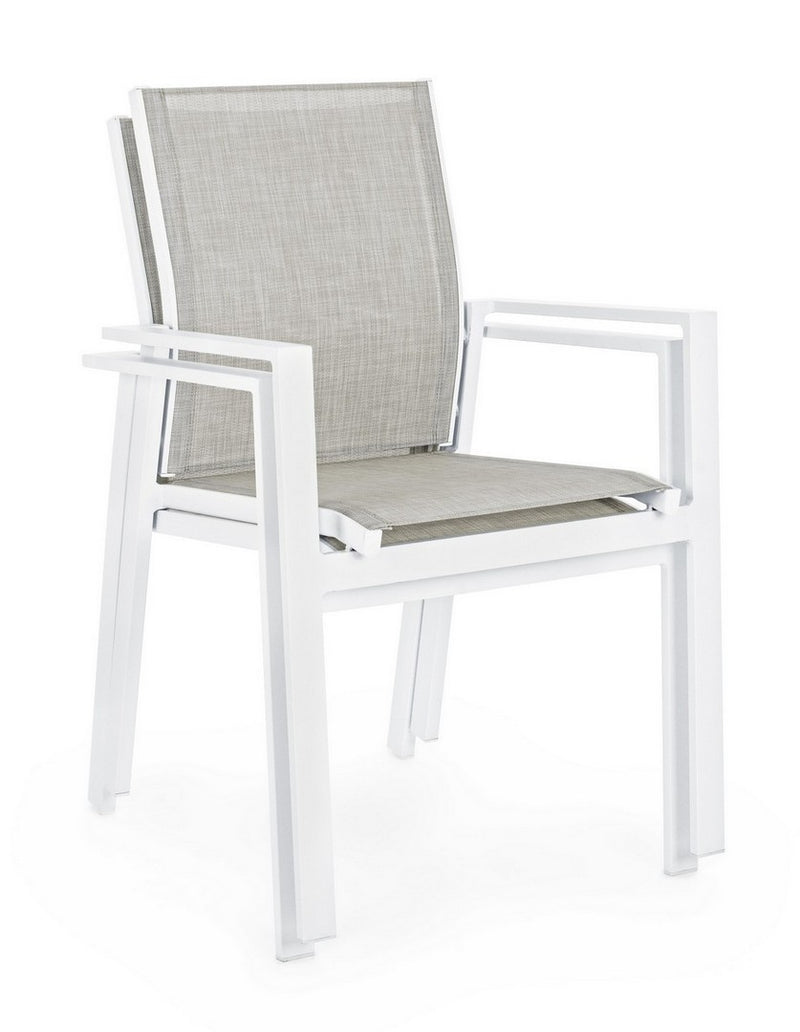 Set 6 scaune de gradina / terasa din metal si material textil Crozet Gri / Alb, l56,5xA62xH88 cm (8)