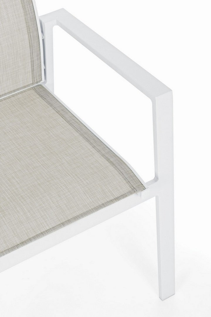 Set 6 scaune de gradina / terasa din metal si material textil Crozet Gri / Alb, l56,5xA62xH88 cm (10)