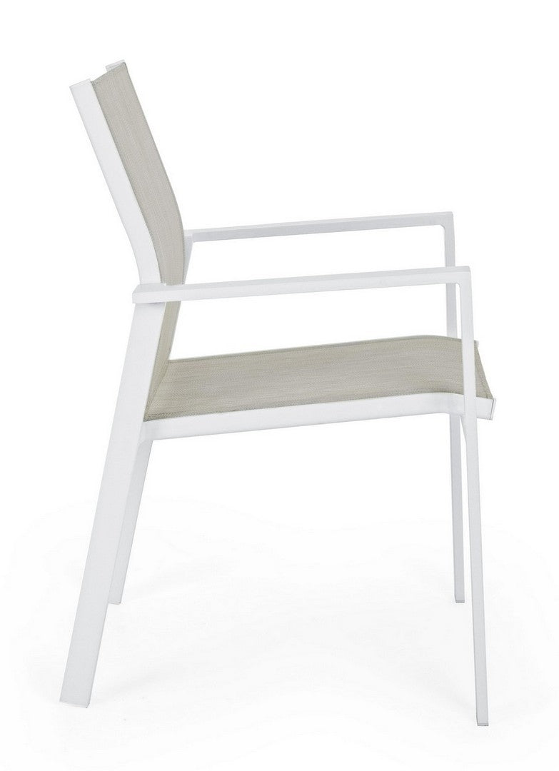 Set 6 scaune de gradina / terasa din metal si material textil Crozet Gri / Alb, l56,5xA62xH88 cm (7)