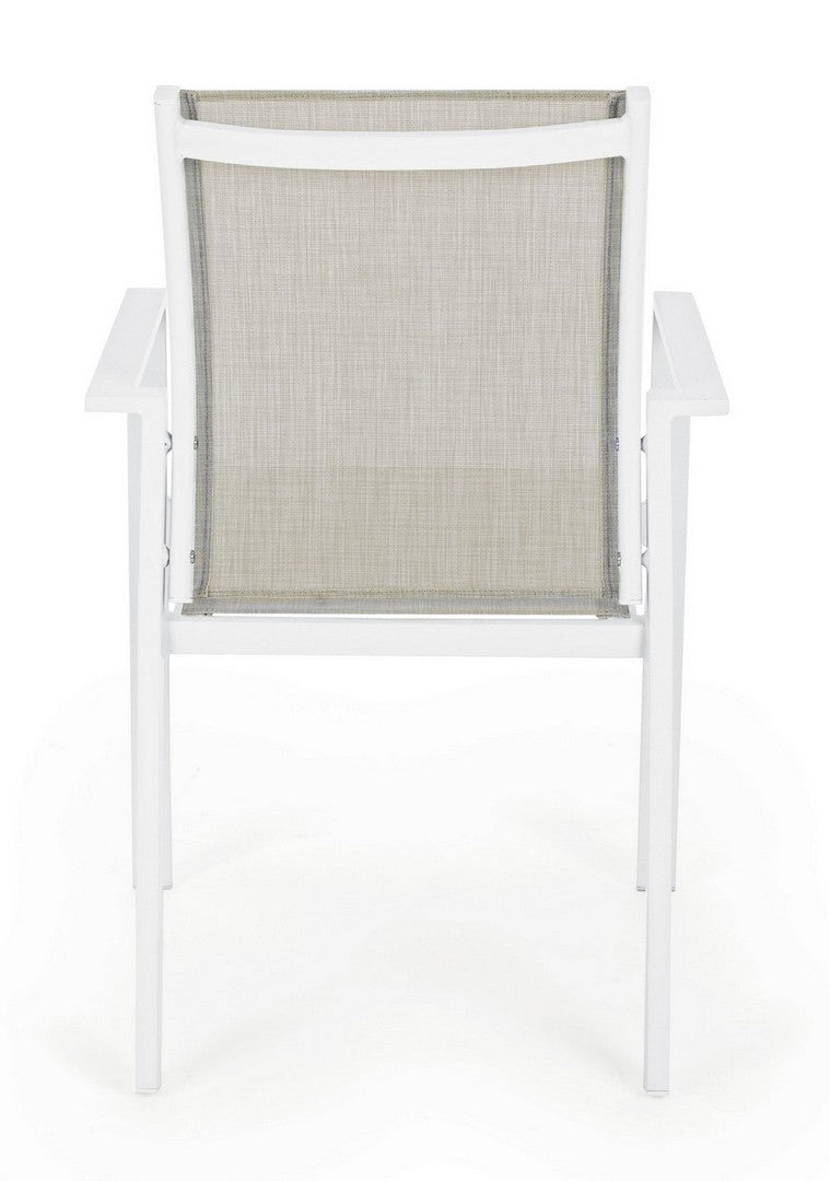 Set 6 scaune de gradina / terasa din metal si material textil Crozet Gri / Alb, l56,5xA62xH88 cm (6)