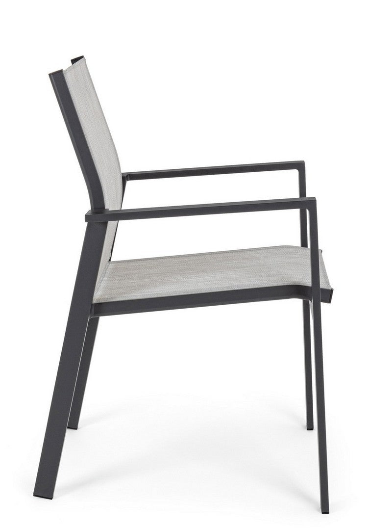 Set 6 scaune de gradina / terasa din metal si material textil Crozet Gri / Antracit, l56,5xA62xH88 cm (7)