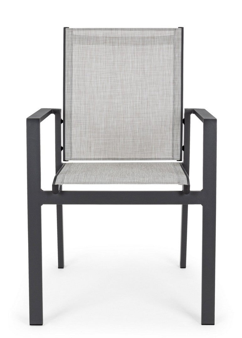 Set 6 scaune de gradina / terasa din metal si material textil Crozet Gri / Antracit, l56,5xA62xH88 cm (6)