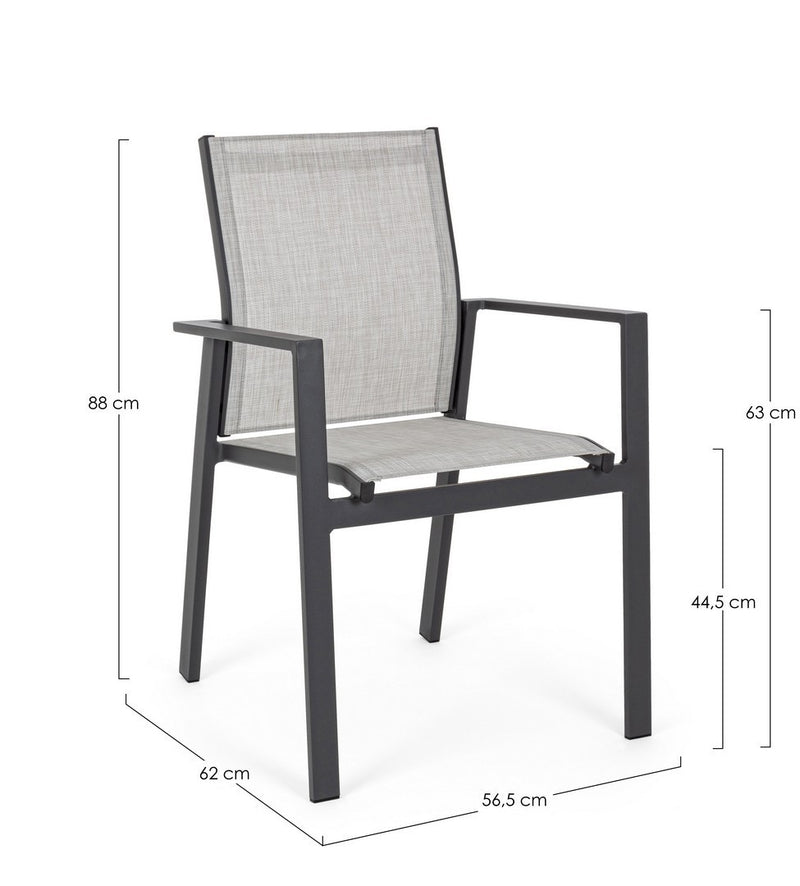 Set 6 scaune de gradina / terasa din metal si material textil Crozet Gri / Antracit, l56,5xA62xH88 cm (12)