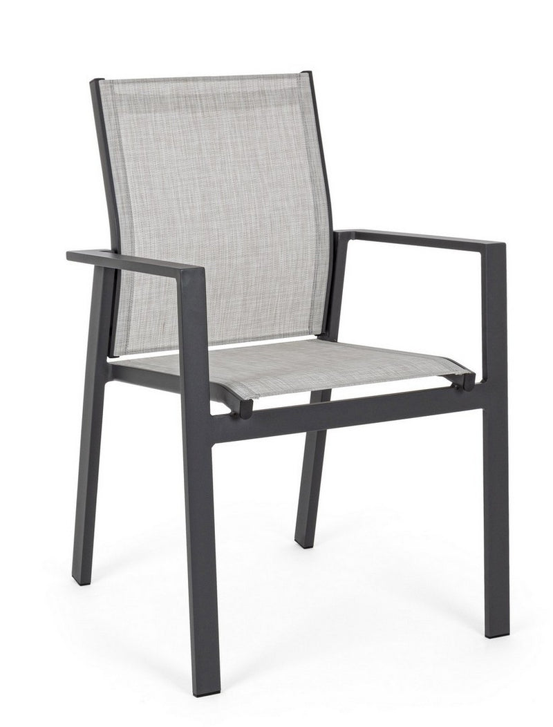 Set 6 scaune de gradina / terasa din metal si material textil Crozet Gri / Antracit, l56,5xA62xH88 cm (5)