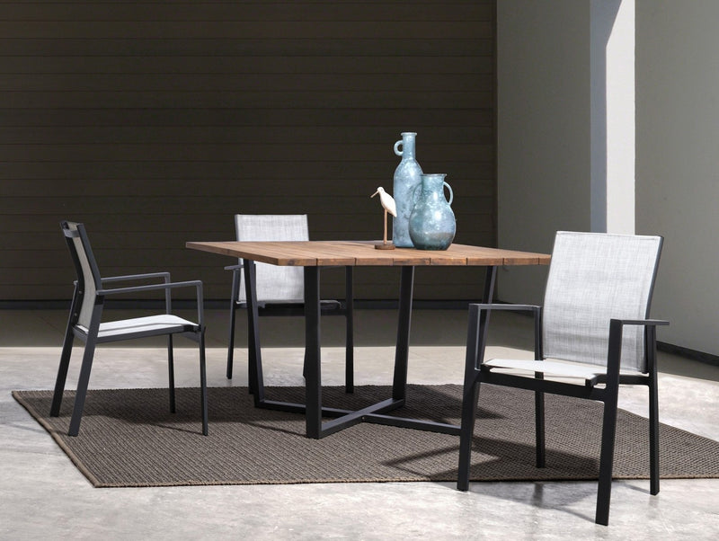 Set 6 scaune de gradina / terasa din metal si material textil Crozet Gri / Antracit, l56,5xA62xH88 cm (2)