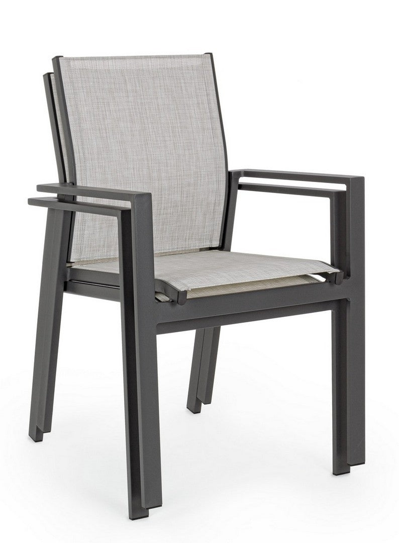 Set 6 scaune de gradina / terasa din metal si material textil Crozet Gri / Antracit, l56,5xA62xH88 cm (9)