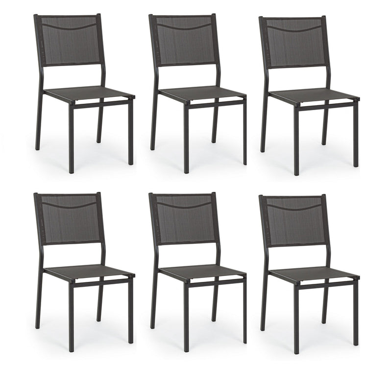 Set 6 scaune de gradina / terasa din metal si material textil, Hilde Antracit, l46xA57xH88 cm