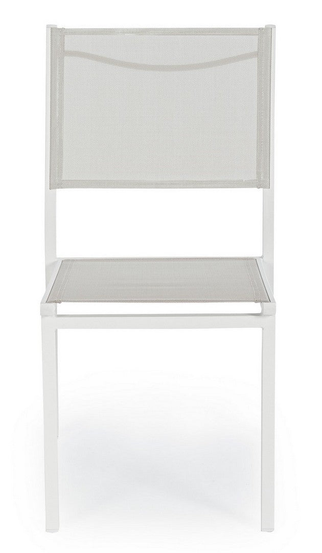 Set 6 scaune de gradina / terasa din metal si material textil, Hilde Gri / Alb, l46xA57xH88 cm (3)
