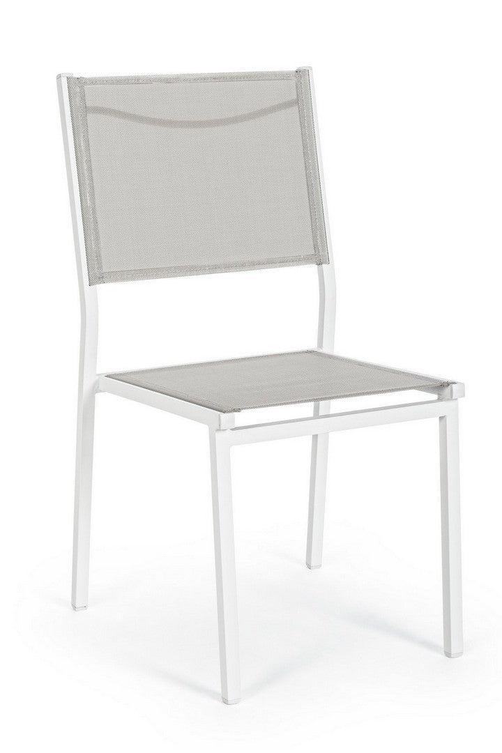 Set 6 scaune de gradina / terasa din metal si material textil, Hilde Gri / Alb, l46xA57xH88 cm (2)