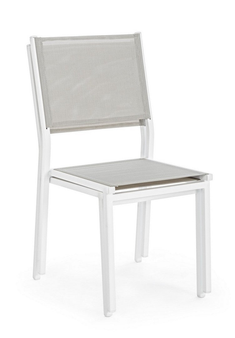 Set 6 scaune de gradina / terasa din metal si material textil, Hilde Gri / Alb, l46xA57xH88 cm (6)