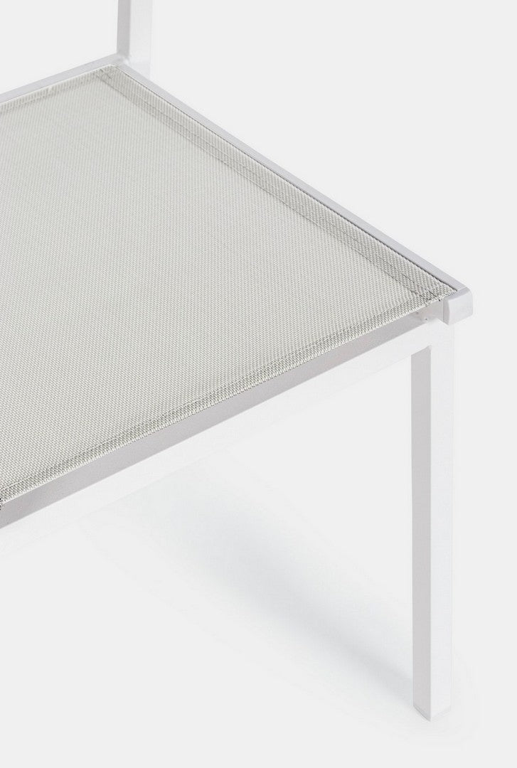 Set 6 scaune de gradina / terasa din metal si material textil, Hilde Gri / Alb, l46xA57xH88 cm (8)