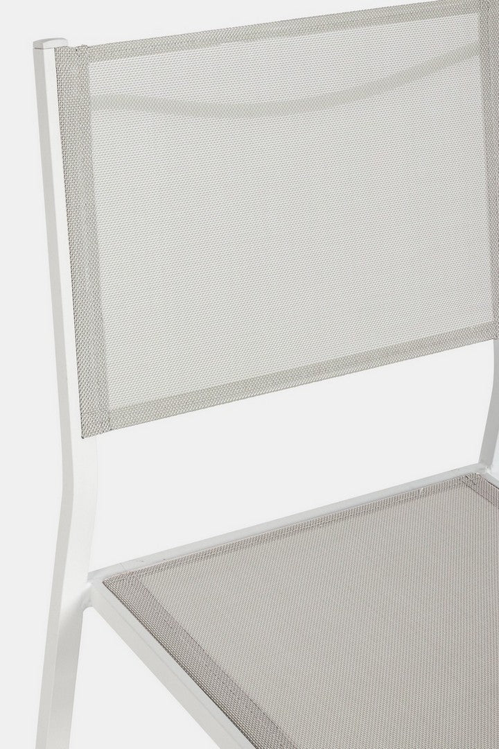 Set 6 scaune de gradina / terasa din metal si material textil, Hilde Gri / Alb, l46xA57xH88 cm (7)