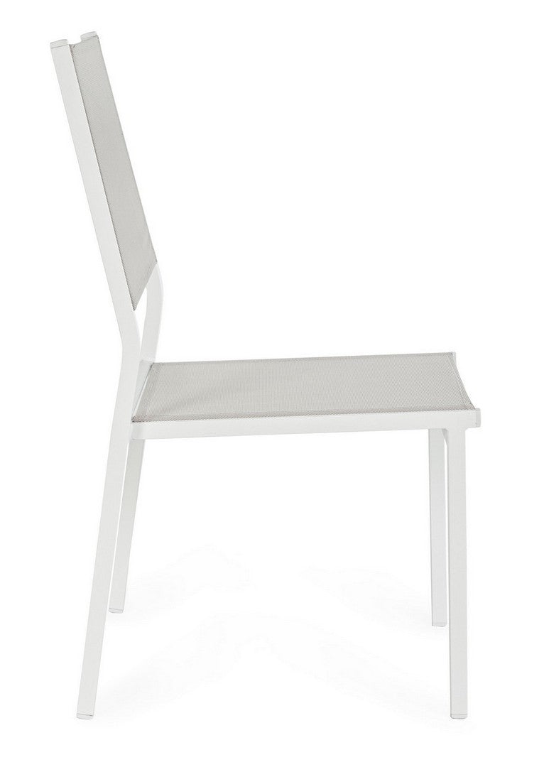 Set 6 scaune de gradina / terasa din metal si material textil, Hilde Gri / Alb, l46xA57xH88 cm (5)