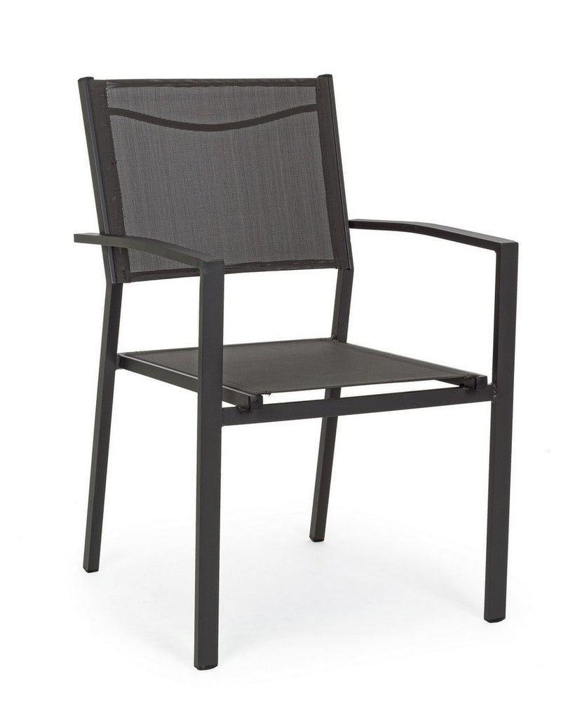 Set 6 scaune de gradina / terasa din metal si material textil, Hilde I Antracit, l57xA60xH88 cm (2)