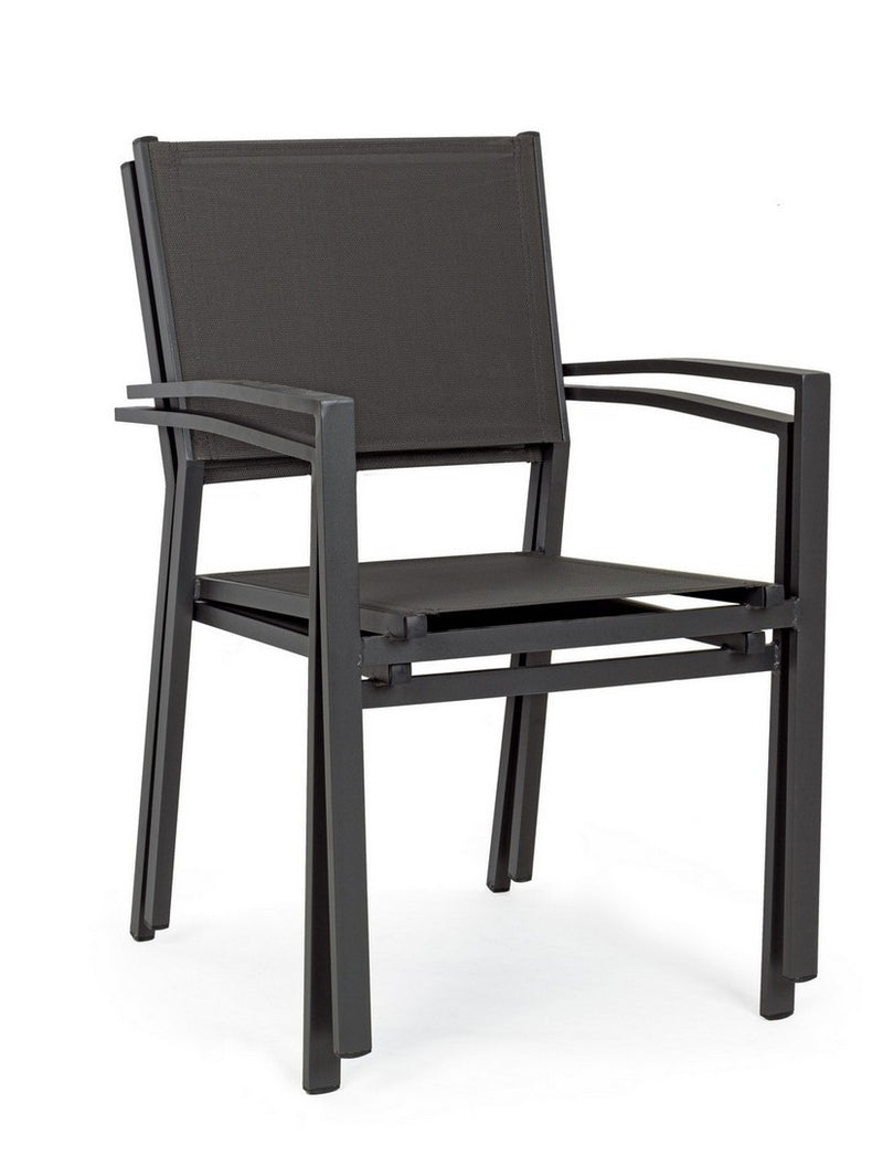 Set 6 scaune de gradina / terasa din metal si material textil, Hilde I Antracit, l57xA60xH88 cm (3)