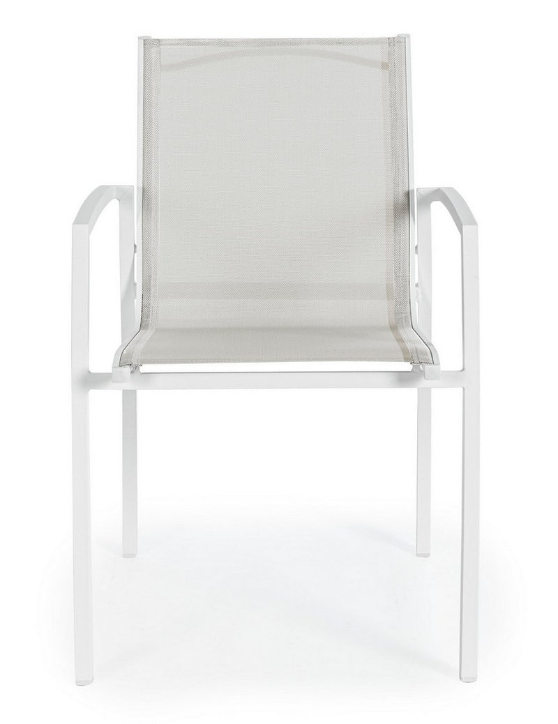 Set 6 scaune de gradina / terasa din metal si material textil, Hilla Gri / Alb, l56,5xA61xH87 cm (4)