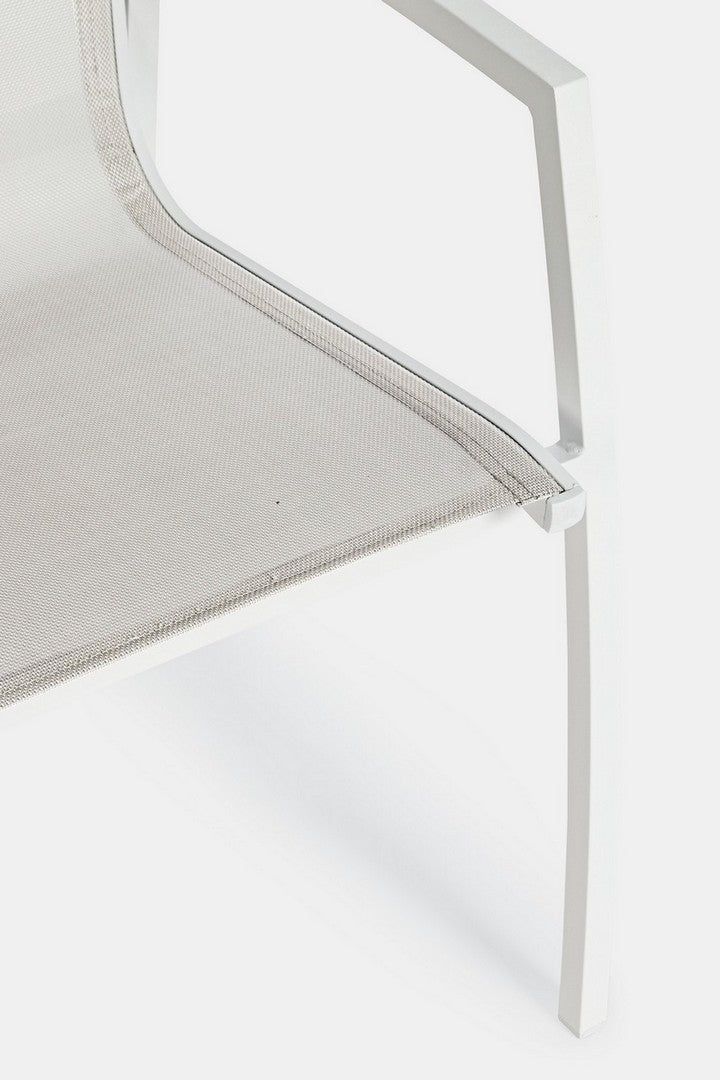 Set 6 scaune de gradina / terasa din metal si material textil, Hilla Gri / Alb, l56,5xA61xH87 cm (7)