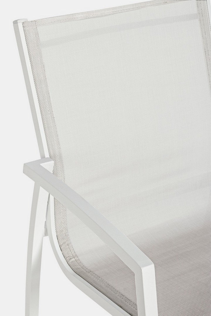 Set 6 scaune de gradina / terasa din metal si material textil, Hilla Gri / Alb, l56,5xA61xH87 cm (8)