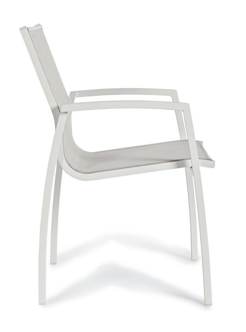 Set 6 scaune de gradina / terasa din metal si material textil, Hilla Gri / Alb, l56,5xA61xH87 cm (3)