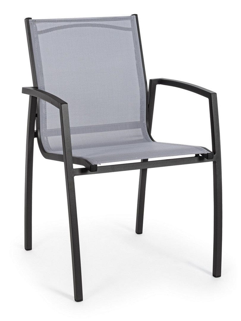 Set 6 scaune de gradina / terasa din metal si material textil Hilla Gri / Antracit, l56,5xA61xH87 cm (2)