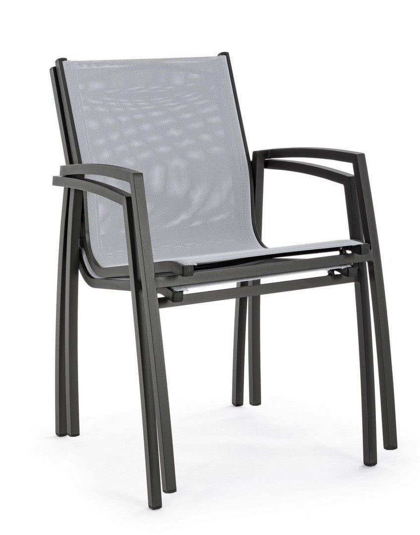Set 6 scaune de gradina / terasa din metal si material textil Hilla Gri / Antracit, l56,5xA61xH87 cm (5)