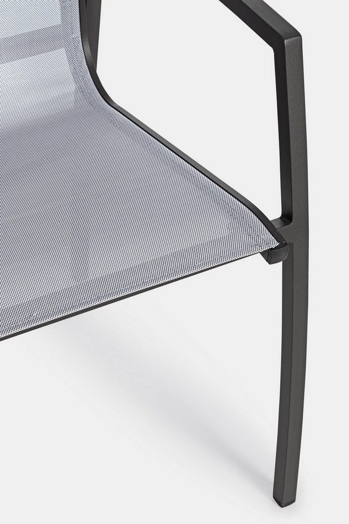 Set 6 scaune de gradina / terasa din metal si material textil Hilla Gri / Antracit, l56,5xA61xH87 cm (6)