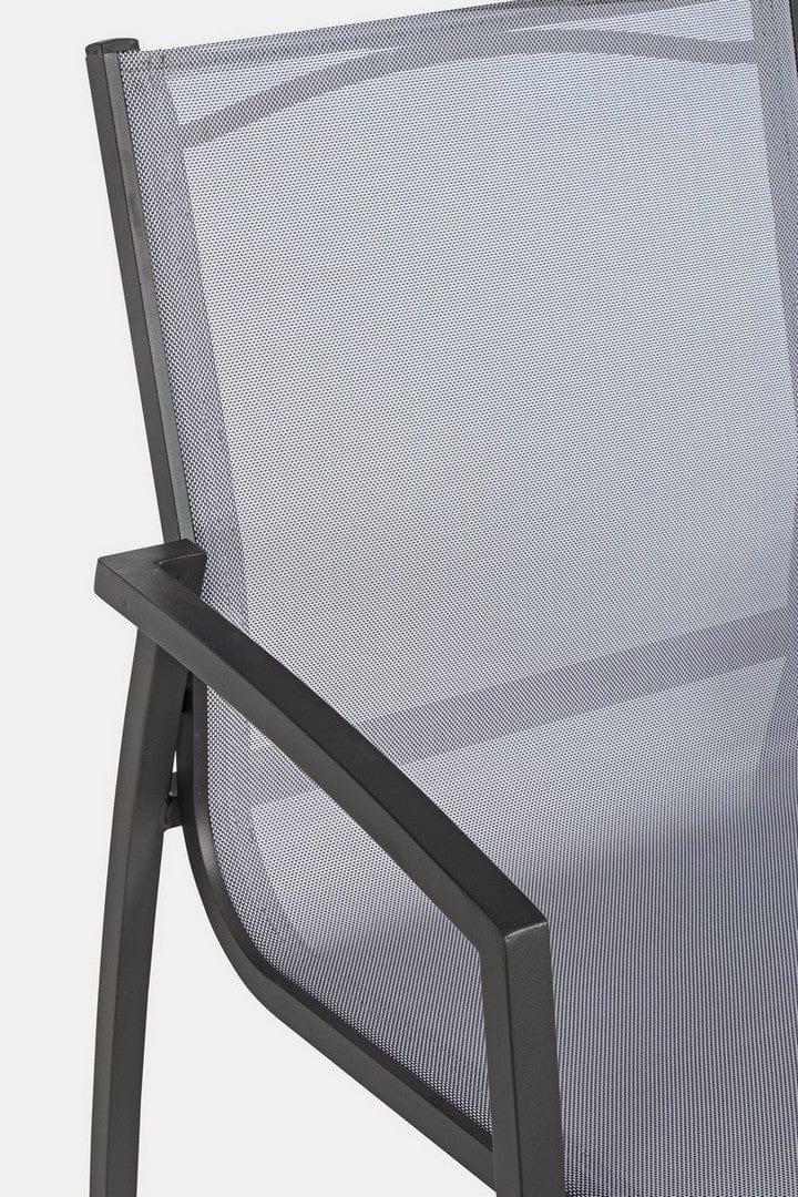 Set 6 scaune de gradina / terasa din metal si material textil Hilla Gri / Antracit, l56,5xA61xH87 cm (7)