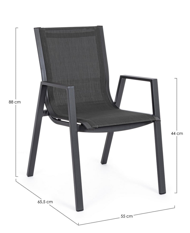 Set 6 scaune de gradina / terasa din metal si material textil Pelagius Antracit, l55xA65,5xH88 cm (10)