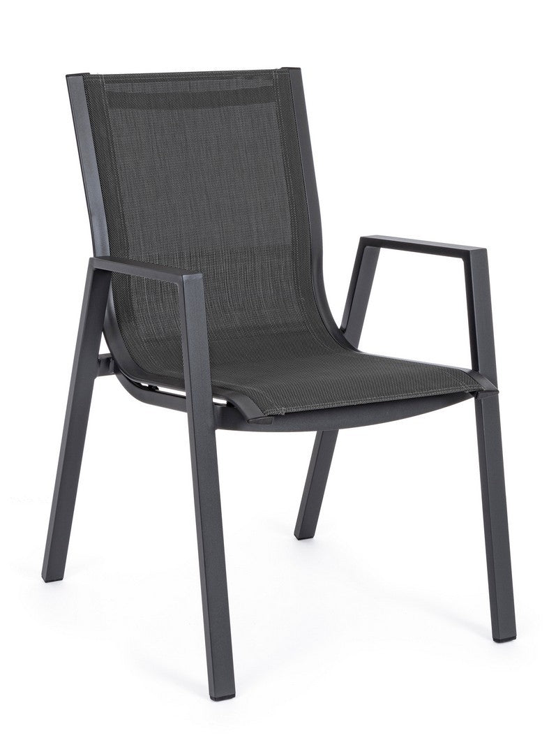 Set 6 scaune de gradina / terasa din metal si material textil Pelagius Antracit, l55xA65,5xH88 cm (3)
