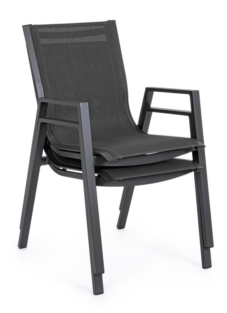 Set 6 scaune de gradina / terasa din metal si material textil Pelagius Antracit, l55xA65,5xH88 cm (7)