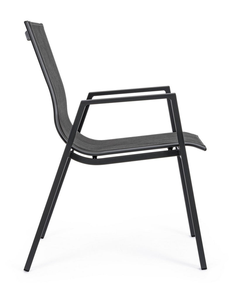 Set 6 scaune de gradina / terasa din metal si material textil Pelagius Antracit, l55xA65,5xH88 cm (6)
