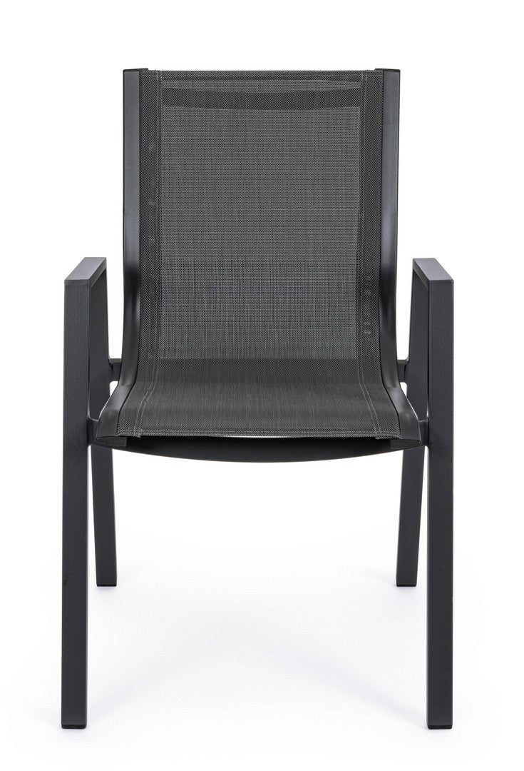 Set 6 scaune de gradina / terasa din metal si material textil Pelagius Antracit, l55xA65,5xH88 cm (4)