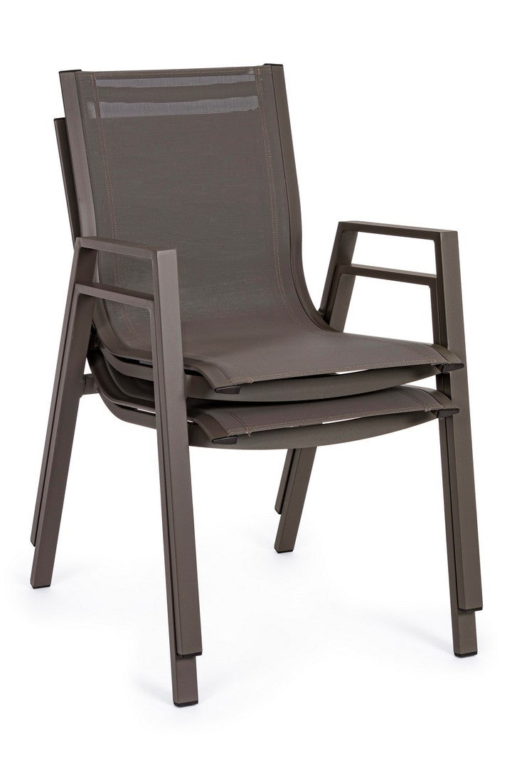 Set 6 scaune de gradina / terasa din metal si material textil Pelagius Grej, l55xA65,5xH88 cm (6)