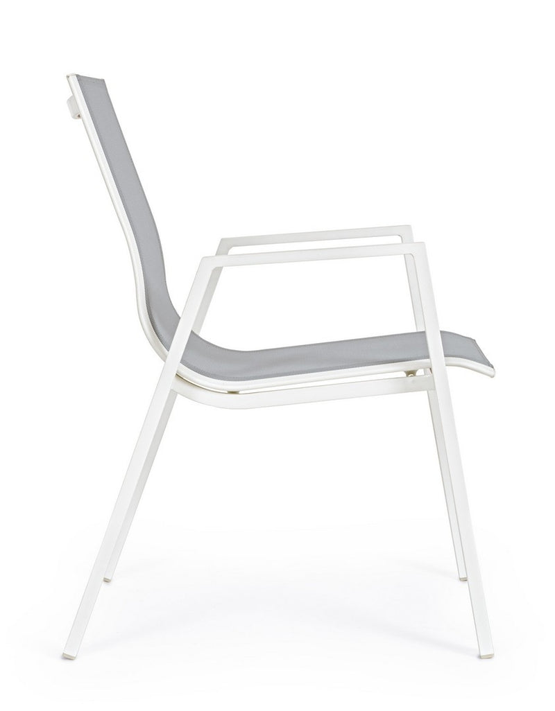 Set 6 scaune de gradina / terasa din metal si material textil Pelagius Gri / Alb, l55xA65,5xH88 cm (5)