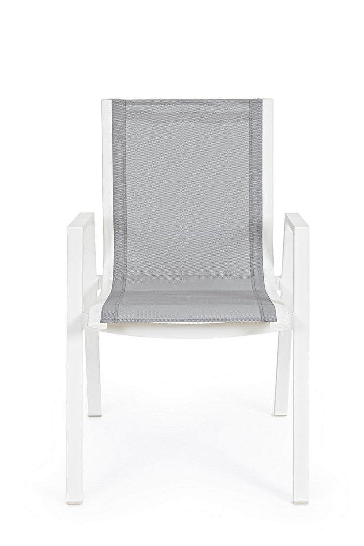 Set 6 scaune de gradina / terasa din metal si material textil Pelagius Gri / Alb, l55xA65,5xH88 cm (3)