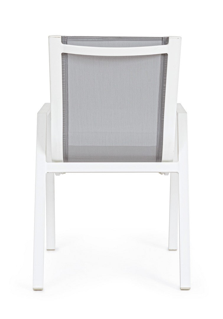 Set 6 scaune de gradina / terasa din metal si material textil Pelagius Gri / Alb, l55xA65,5xH88 cm (4)