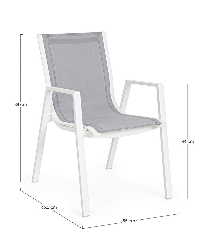 Set 6 scaune de gradina / terasa din metal si material textil Pelagius Gri / Alb, l55xA65,5xH88 cm (9)